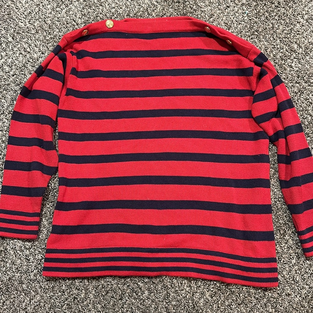 Vintage Casual Corner nautical themed sweater with gold buttons.